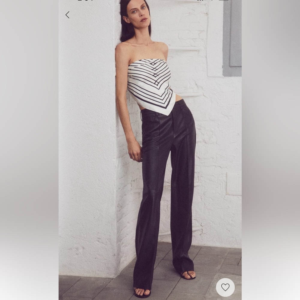 Mango Leather Effect Hight Waist Pants